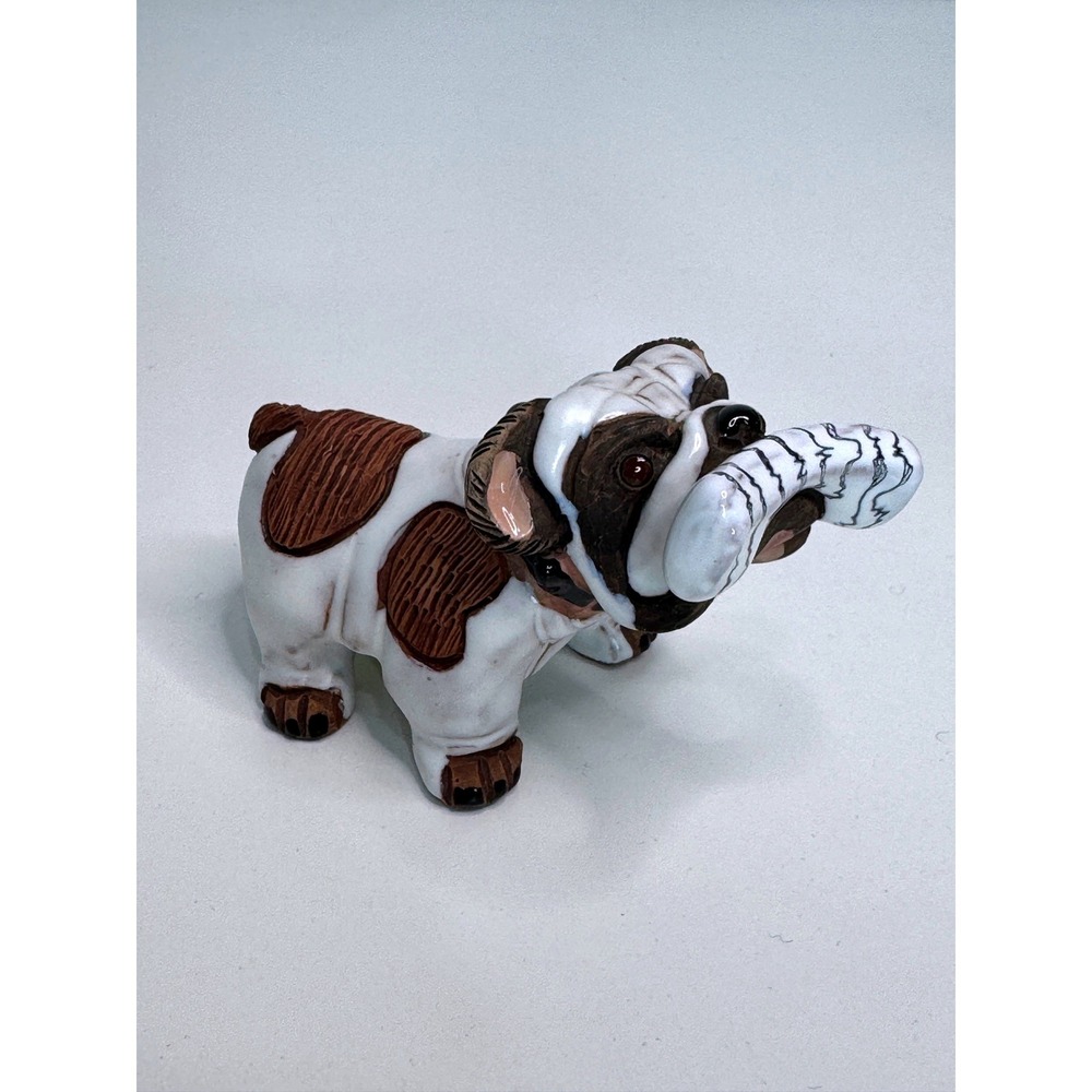 ENGLISH BULLDOG with Newspaper Casals Peru Red Clay Vintage Figurine